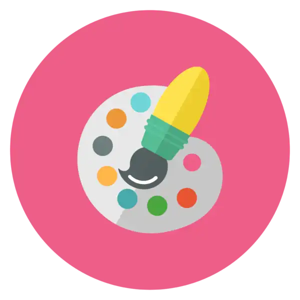 Rounded Color Palette Icon with Blue Background