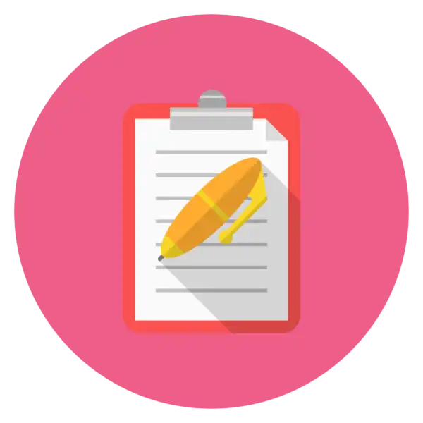 Rounded Paper with pen Icon with Red Background