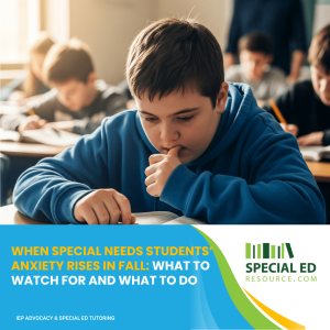 Special needs student experiencing school anxiety during fall classroom routines