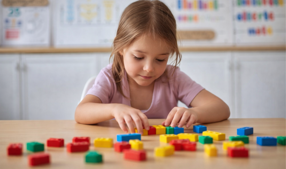 Child practicing reading and writing during homeschool lesson