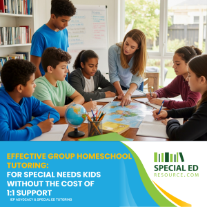 Small group homeschool tutoring session for special needs students