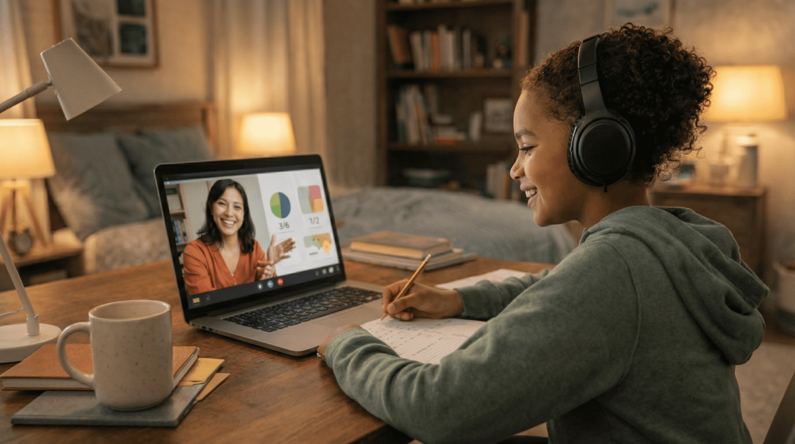 Special needs student working one-on-one with a tutor to fill learning gaps and build academic confidence