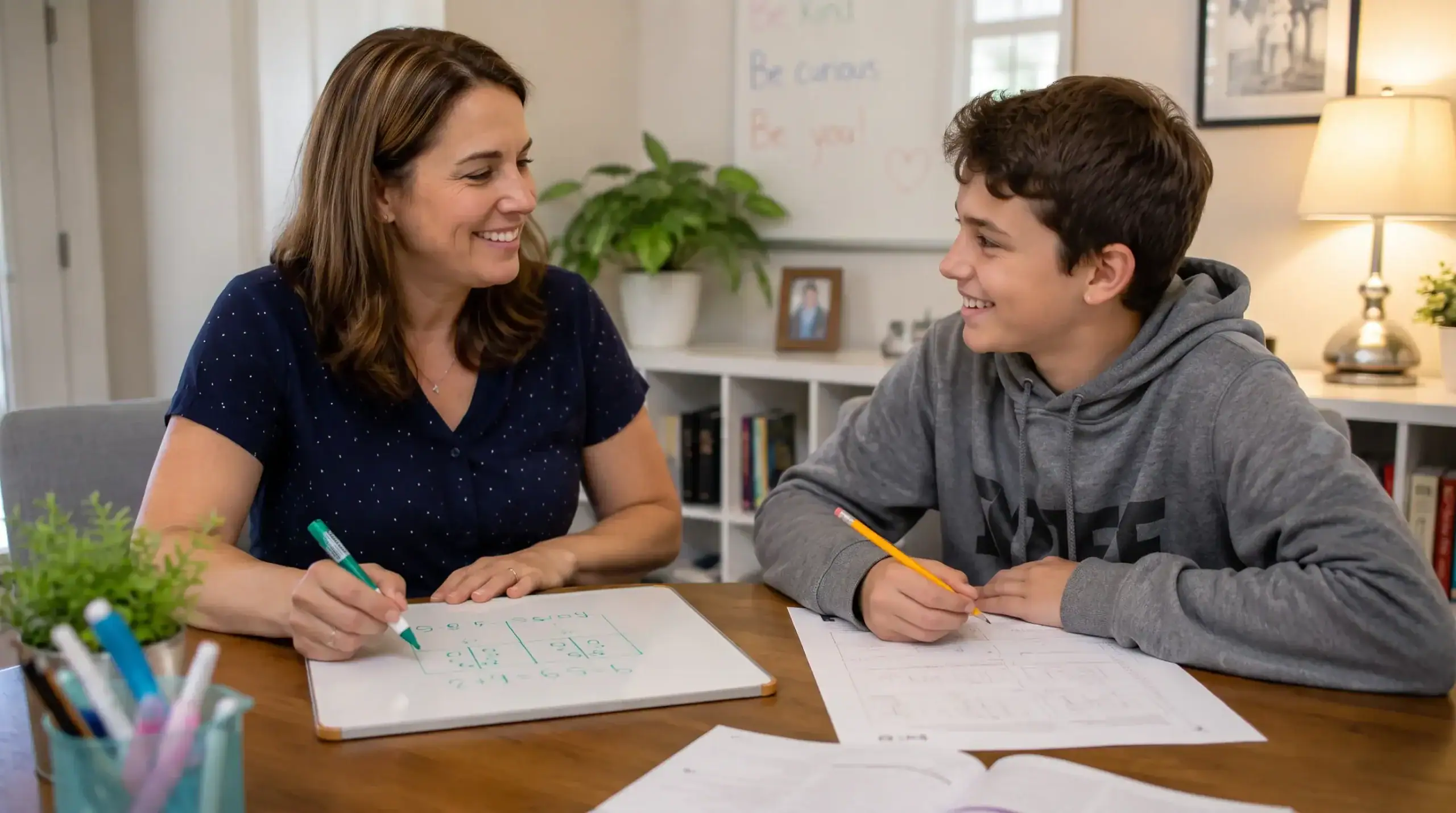 Parent and teacher discussing a child's IEP during a back-to-school meeting