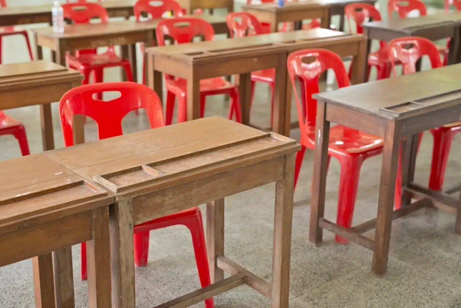 Empty Classroom with plastict chair