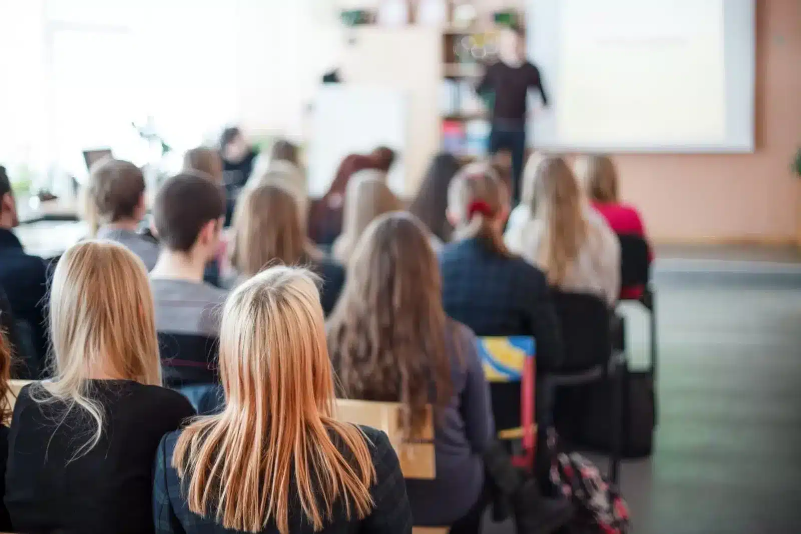 Students paying attention in class