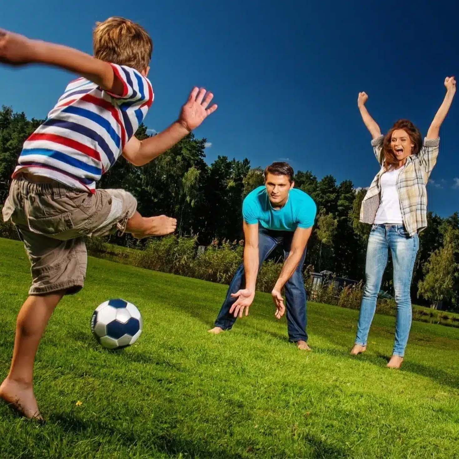 Family Playing Soccer