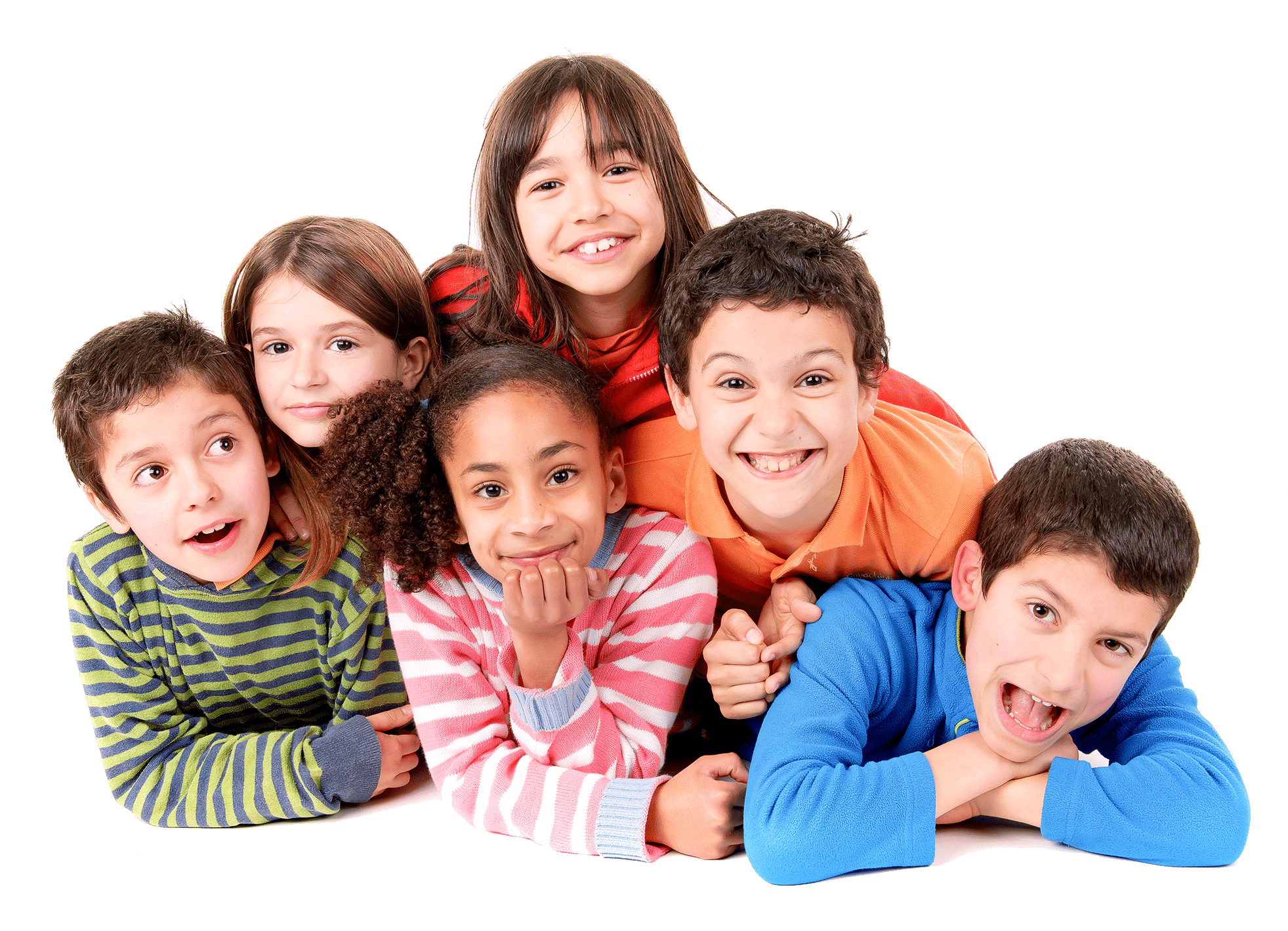 Happy child laying on ground and smile on the camera