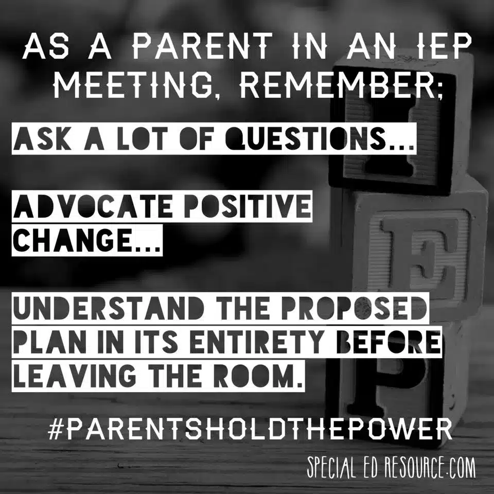 Parents Have The Power In An IEP | Special Education Resource