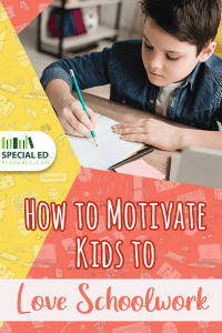 Young boy sitting at a desk at school doing his assignment because his teacher figured out how to motivate kids to love schoolwork.