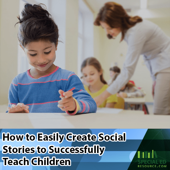 Children sitting at their desks in a classroom at school while their teacher is checking their understanding of the social story by going around to each student.