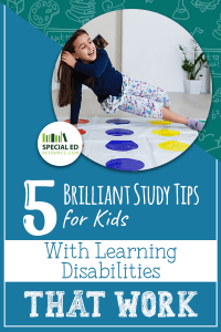 Young girl playing Twister at home as one of the brilliant study tips for kids with learning disabilities.