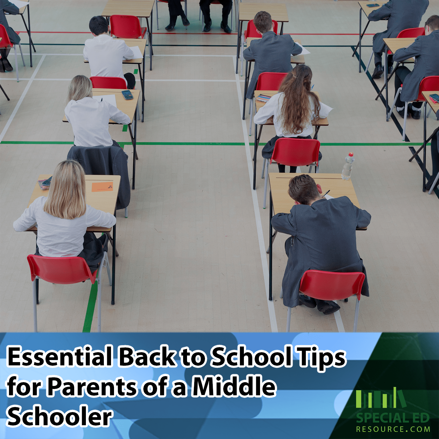 Classroom of middle school students sitting at their desks. Here are essential back to school tips for parents of a middle schooler.