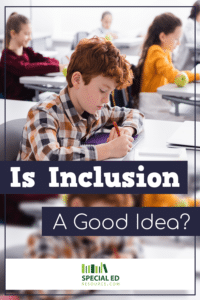 Students at desks in an inclusion classroom.