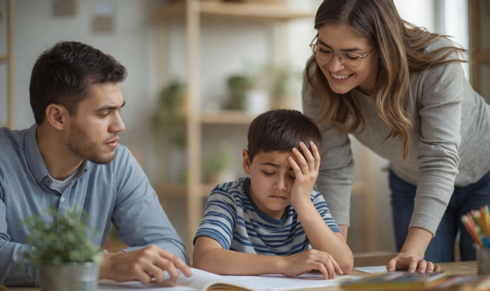 Special needs tutor and homeschool parent collaborating on learning plan
