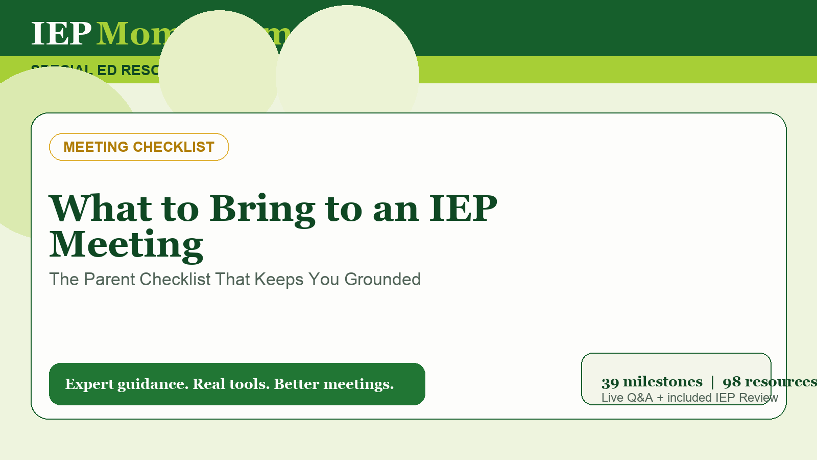 What to Bring to an IEP Meeting — IEP Momentum