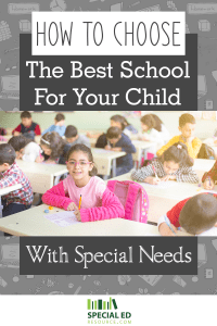 Want help finding the best school for your child with special needs? This young girl is happily sitting at her desk in a classroom at a school she enjoys after her parents found the right fit for her.