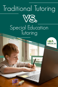 Boy with learning disabilities sitting at a computer at home doing schoolwork while his parents decide between Traditional Tutoring Vs. Special Education Tutoring to help him see academic success.