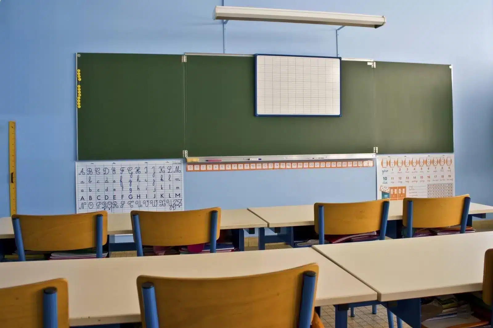 Classroom background filled with chalkboard