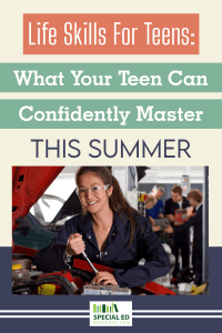 A teenage girl learning how to do maintenance on a car- one of the essential life skills for teens.