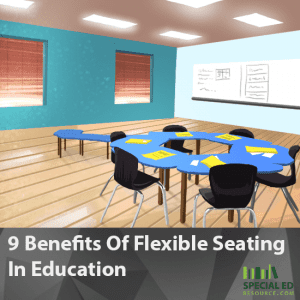 Public school classroom trying out a flexible seating arrangement instead of the normal front facing desks in rows.