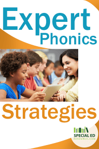 Children happily reading at school with their teacher with text overlay Expert Phonics Strategies