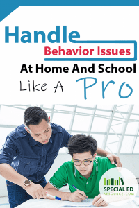 Dad helping son do homework with text overlay Handle Behavior Issues at Home and School Like a Pro