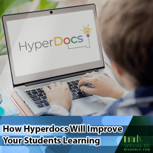 Elementary age boy sitting in front of a computer at home working on his Hyperdoc lesson for school. Read more on How Hyperdocs Will Improve Your Students Learning