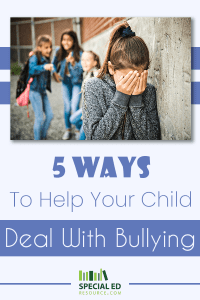 A young girl being bullied at school by a group of mean girls. Here is 5 Ways to Help your child deal with bullying.