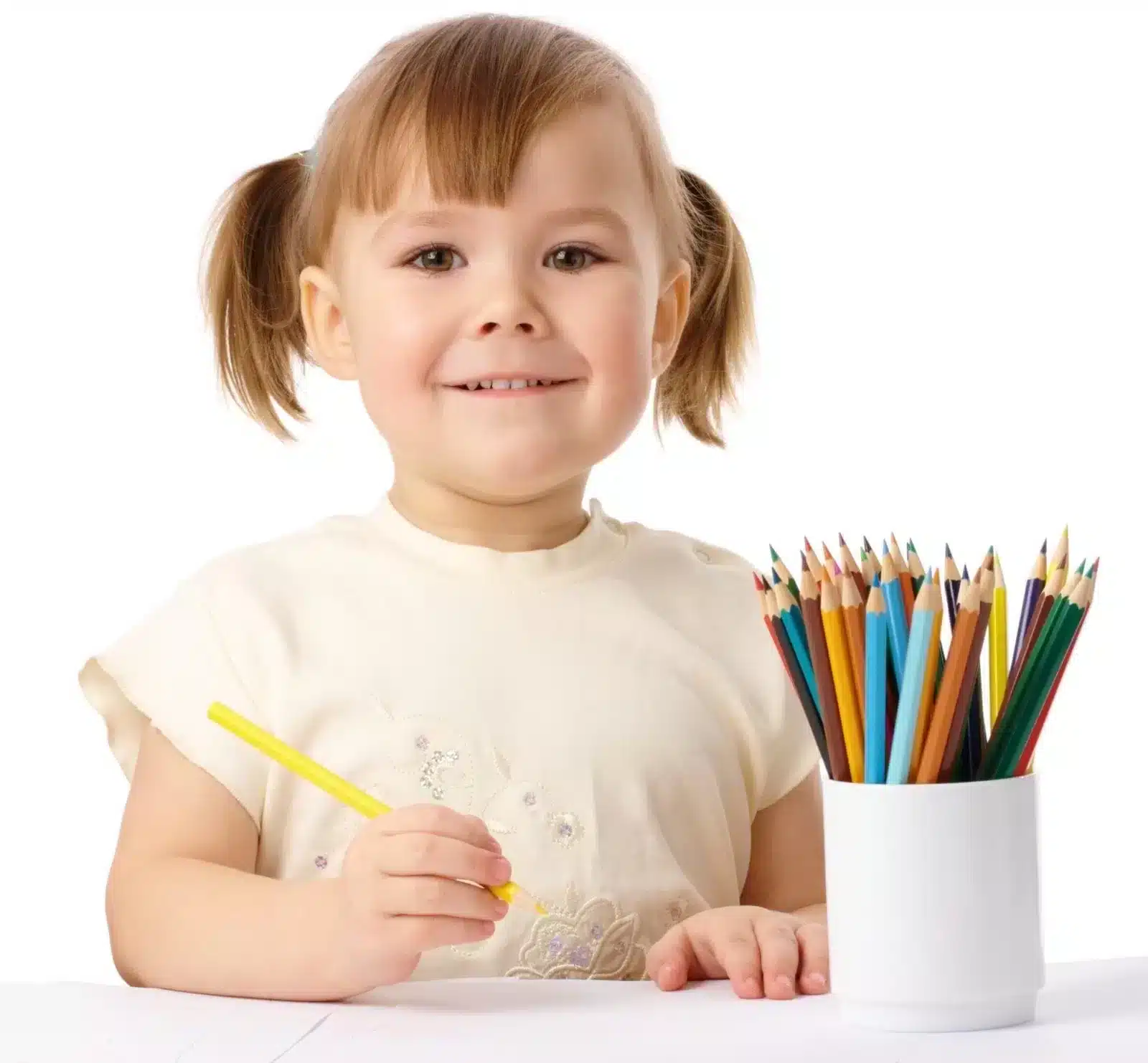 Little Girl Holding Pencil
