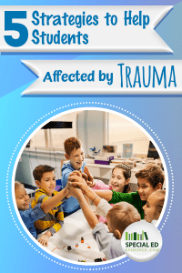 Group of students in the classroom all high fiving each other at the end of one of the 5 strategies the teacher implemented to help students affected by trauma. 