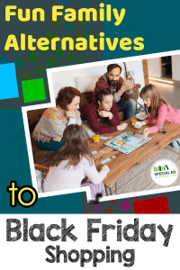 Family playing a board game together as a family alternative to black Friday shopping.