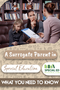 A woman speaking with a surrogate parent in special education appointed to a young female student on how to help advocate for her. 