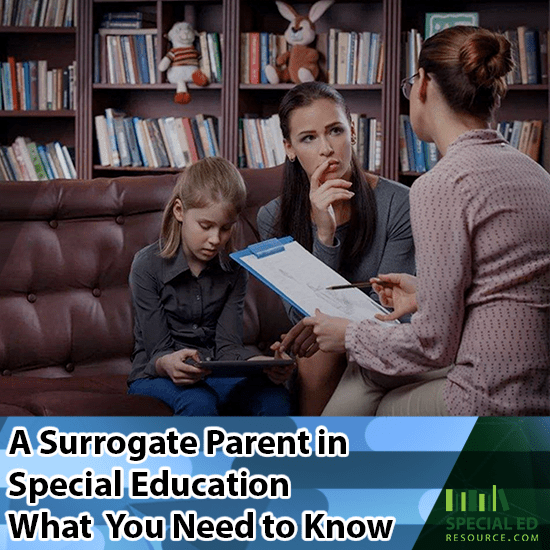 A woman speaking with a surrogate parent in special education appointed to a young female student on how to help advocate for her.