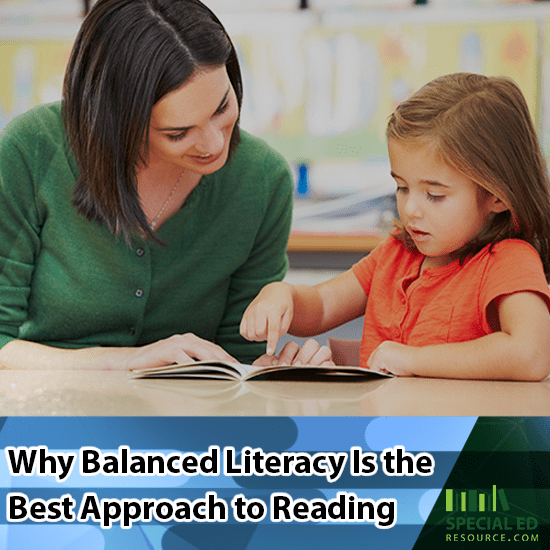 A teacher putting into practice why balanced literacy is the best approach to reading with a young female student in the classroom.