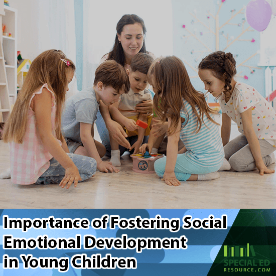 Mom having a group of children sitting on the floor of a bedroom playing together because of the Importance of Fostering Social Emotional Development in Young Children.