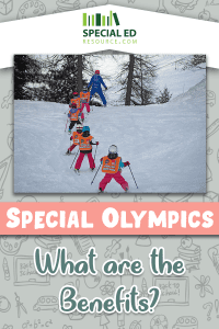 Children participating in a Special Olympics skiing event.