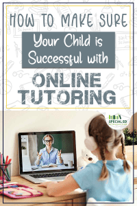 Young girl sitting at her laptop at home having an online tutoring session. 