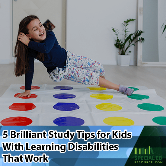 Young girl playing Twister at home as one of the brilliant study tips for kids with learning disabilities.