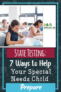 Students in a classroom at their desks participating in state testing. 