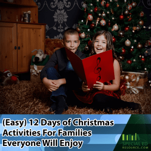 Brother and sister practicing their lines of the song for one of the 12 days of Christmas activities they will be doing with their family.