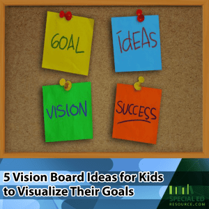 A corkboard with an index card for goals, ideas, vision, and success portraying one of 5 Vision Board Ideas for Kids to Visualize Their Goals.