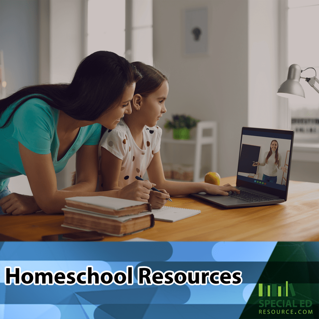 Mom helping daughter on laptop using homeschool resources to help her daughter learn at home.