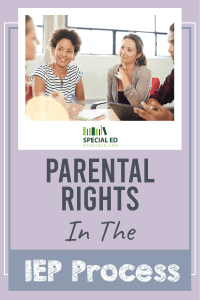 Parents at an IEP meeting which is one of their rights in the IEP process.