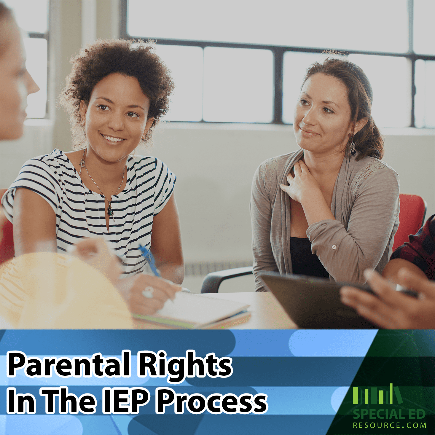 Parents at an IEP meeting which is one of their rights in the IEP process.