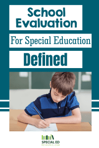 Boy having a school evaluation for special education on a desk in the classroom at a public school.