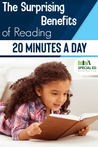 A young girl enjoying her reading 20 minutes a day. 