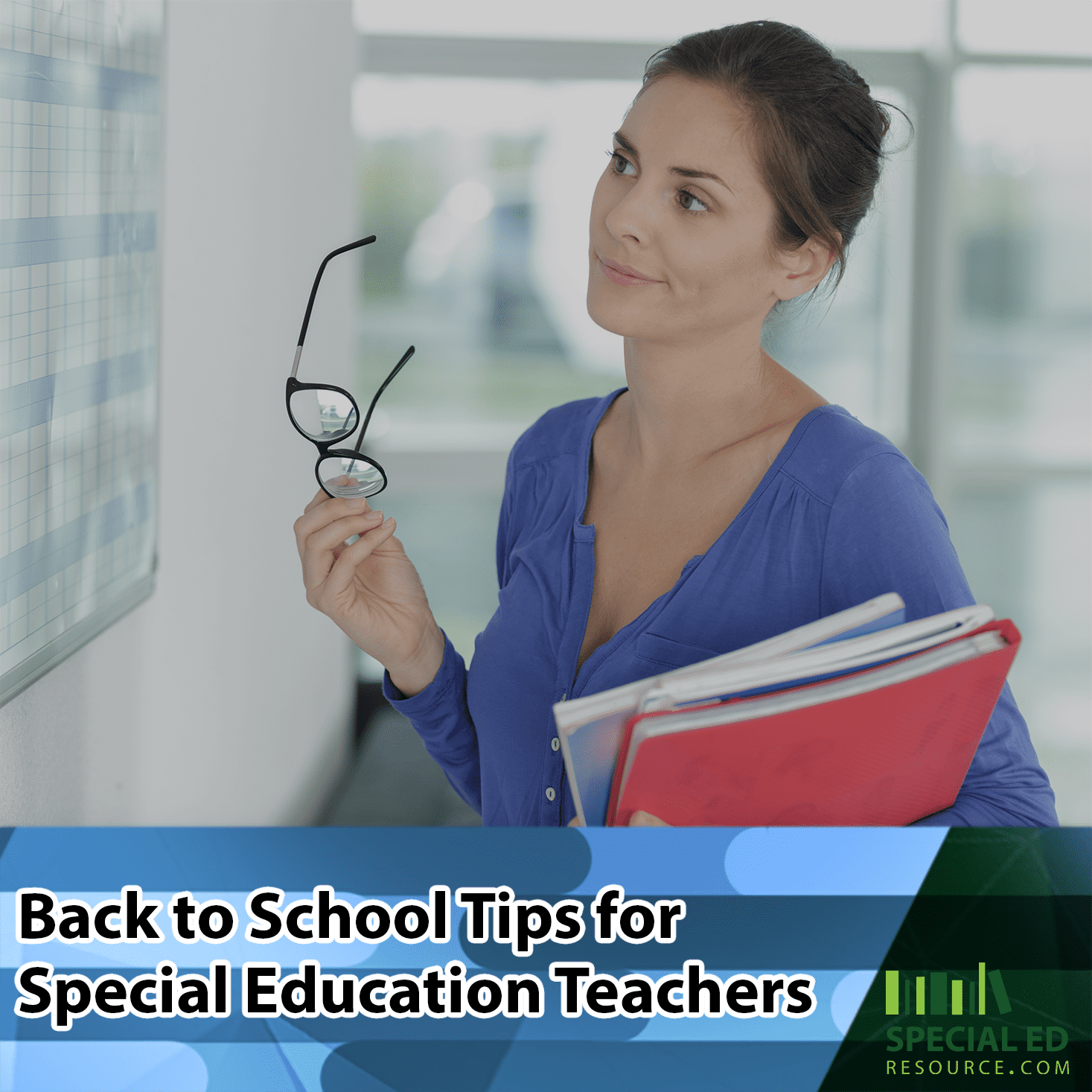 Female teacher looks at her calendar in anticipation of the new school year starting soon. She needs back to school tips for special education teachers.