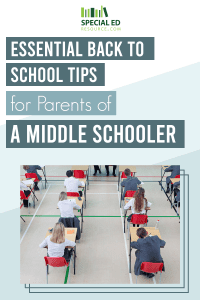 Classroom of middle school students sitting at their desks. Here are essential back to school tips for parents of a middle schooler.
