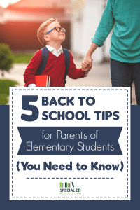 Mom walking her son to school on his first day. Help put your mind at ease with one of these 5 back to school tips for parents of elementary students.