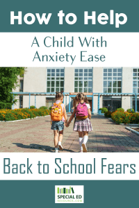 Two young girls walking hand in hand into their first day at school. These are tips on how to help a child with anxiety ease back to school fears. 